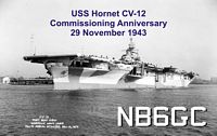 QSL Card - USS Nornet CV-12 Commissioning